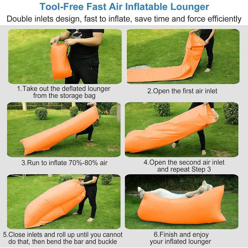Outdoor Pads Camping Inflatable Sofa Lazy Bag Portable Folding Sleeping Air Bed Lounger Trending Adult Beach Lounge Chair286S