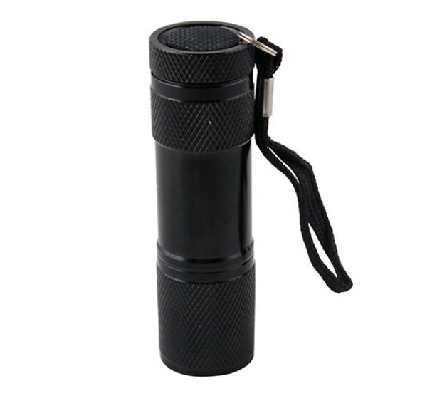 Aluminium 9LED Flashlight UV Ultra Violet Mini Portable Flashlight Torch Light Lamp Silver