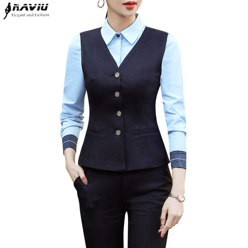High Quality Fashion Vest Pants Suit Two Pieces Set Women Professional Slim V Neck Office Ladies Plus Size Work Wear 210604, Navy vest and pants
High Quality Fashion Vest Pants Suit Two Pieces Set Women Professional Slim V Neck Office Ladies Plus Size Work Wear 210604, Navy vest and pants