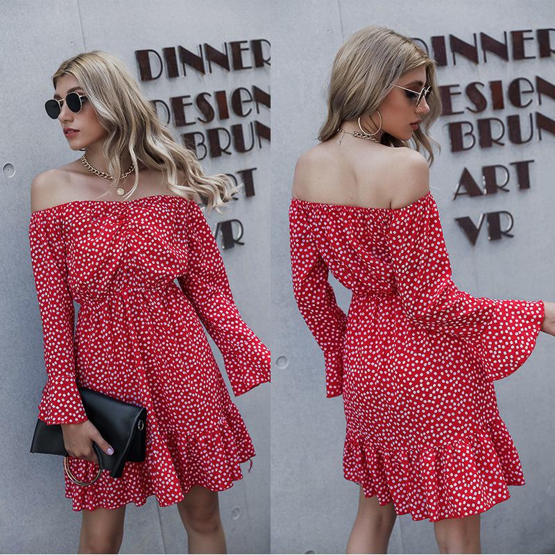 Casual Dresses 2021 Fashion Autumn Slash Neck Dress Women Ruffles High Waist Slim Dot Print Off The Shoulder For, Red
Casual Dresses 2021 Fashion Autumn Slash Neck Dress Women Ruffles High Waist Slim Dot Print Off The Shoulder For, Red