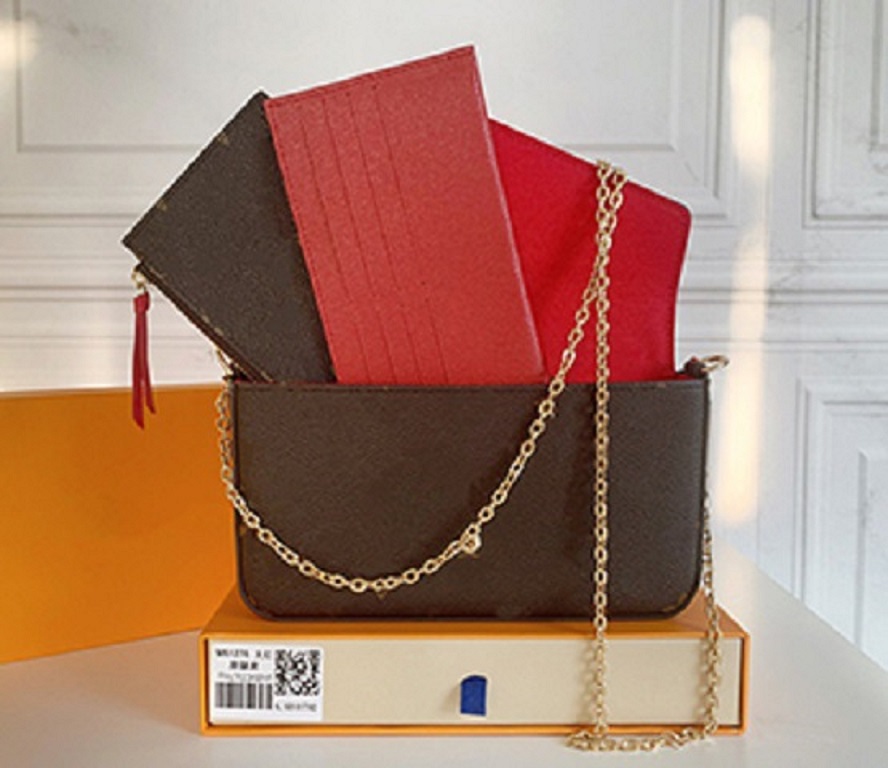 Felicie Pochette Bags Luxury designer handbag Genuine Leather wallet High-quality fashion Handbags Ladies shoulder messenger bag Purse With box, 61276
Felicie Pochette Bags Luxury designer handbag Genuine Leather wallet High-quality fashion Handbags Ladies shoulder messenger bag Purse With box, 61276