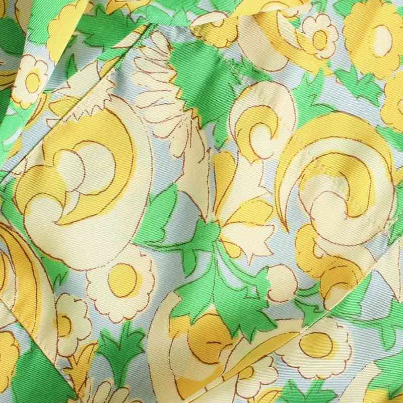 Summer Women Flower Print Lace Up Bow Mini Wrap Dress Female Nine Quarter Sleeve Clothes Casual Lady Loose Vestido D7730 210430