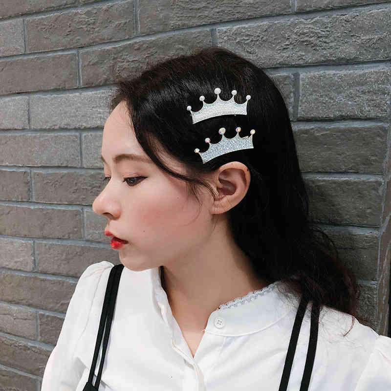Hair Accessories Korean Net Red Crown Pearl Duckbill Clip Girl Ponytail Headdress Fashion Temperament Back Hairpin