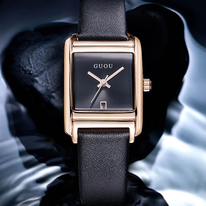 Wristwatches 2021 Fashion Guou Brand Quartz Leather Band Watch Women's Watches Square Simple Wwater Calendar Water Resistant, Red
Wristwatches 2021 Fashion Guou Brand Quartz Leather Band Watch Women's Watches Square Simple Wwater Calendar Water Resistant, Red