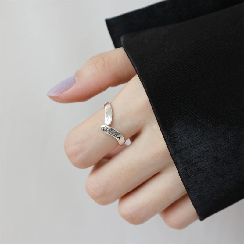Cluster Rings 1pc Authentic S925 Sterling Silver Fine Jewelry Irregular Geometric "YES" Engraved Band Ring Open Adjust J428, Golden;silver
Cluster Rings 1pc Authentic S925 Sterling Silver Fine Jewelry Irregular Geometric "YES" Engraved Band Ring Open Adjust J428, Golden;silver