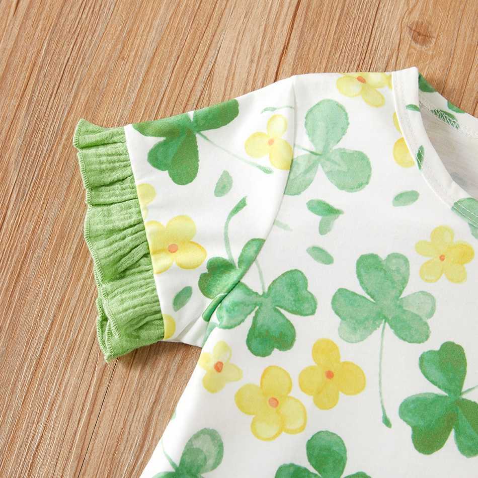 Arrival Summer 2-piece Baby / Toddler Clover Set of St. Patrick's Day for Kids Girl Flowes Short Sleeve Clothes 210528