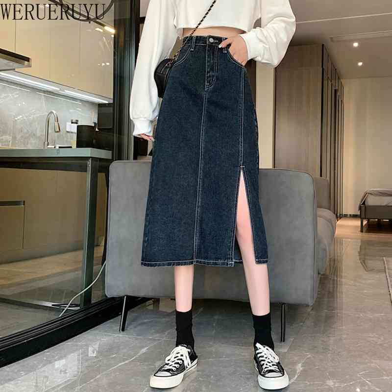 WERUERUYU High Waist Women Denim Skirt Long Tassel Split Casual Jean Skirts For Ladiesjupe longue femme 210608, Photo color
WERUERUYU High Waist Women Denim Skirt Long Tassel Split Casual Jean Skirts For Ladiesjupe longue femme 210608, Photo color