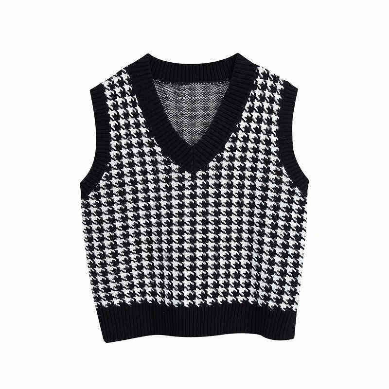 Evfer Women Fashion Houndstooth Za Knitted V-Neck Pullover Ladies Casual Sleeveless Plaid Loose Sweaters Girls Autumn Vest Chic Y1110, Black
Evfer Women Fashion Houndstooth Za Knitted V-Neck Pullover Ladies Casual Sleeveless Plaid Loose Sweaters Girls Autumn Vest Chic Y1110, Black
