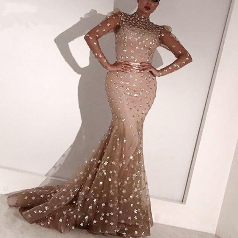 Casual Dresses Elegant Champagne Mermaid Prom Gowns 3D Floral Pretty Abiye Gown Long Sleeves Sheer Neck Vestido De Festa Robe Soiree, Beige
Casual Dresses Elegant Champagne Mermaid Prom Gowns 3D Floral Pretty Abiye Gown Long Sleeves Sheer Neck Vestido De Festa Robe Soiree, Beige