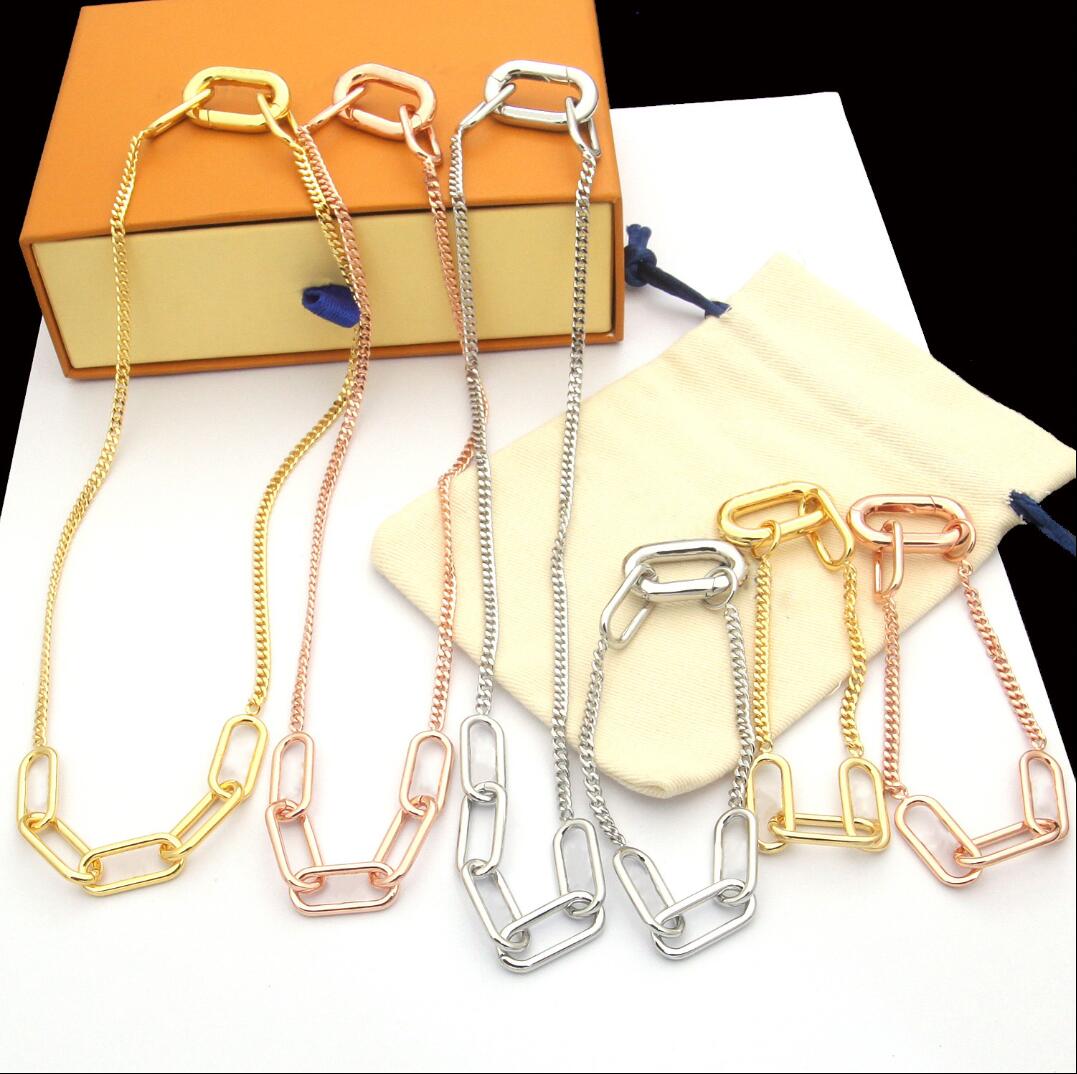 Fashion Jewelry Bracelet Necklace Sets Men Women Hardware Engraved Letter Mini Signature Chain Necklaces Bracelets, Rose golden
Fashion Jewelry Bracelet Necklace Sets Men Women Hardware Engraved Letter Mini Signature Chain Necklaces Bracelets, Rose golden