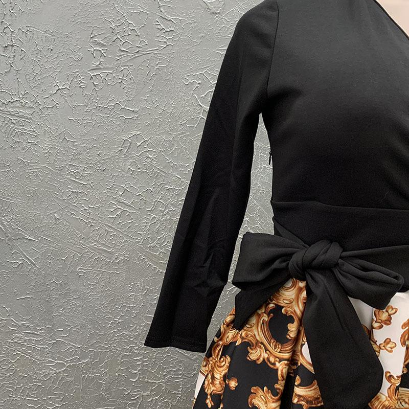 Women V Neck Long Sleeve Dress Patchwork Printed Office Ladies Elegant Classy Modest Work Wear African Fashion Spring Robes Casual Dresses