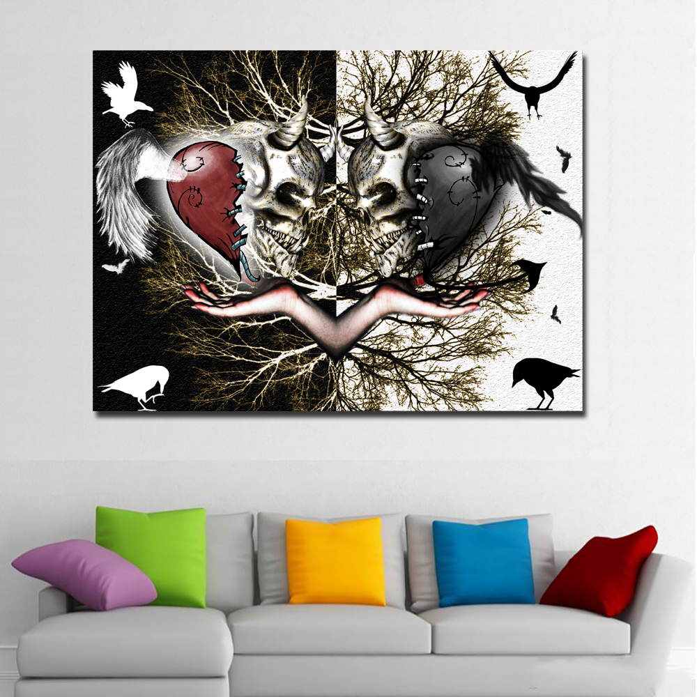 Dark Color Pop Art Abstract Love Art Painting Printed on Canvas Modern Wall Art Picture for Living Room Poster Cudros Decor