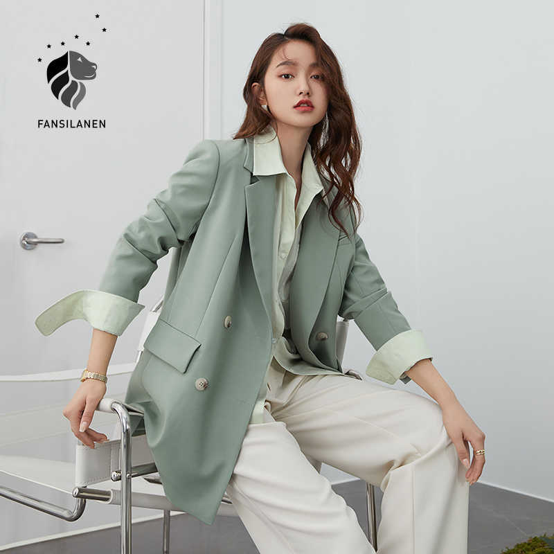 FANSILANEN Office ladies casual white blazer Women spring black oversized jacket Female elegant business short green coat 210607
FANSILANEN Office ladies casual white blazer Women spring black oversized jacket Female elegant business short green coat 210607