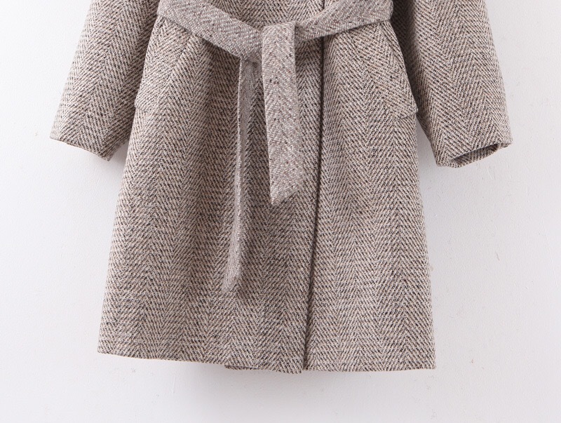 Winter Check Plaid Woolen Blends Coat Women Single-Breasted Button Stand Collar Long Sleeve Knee Length OL Trench Outerwear 210429