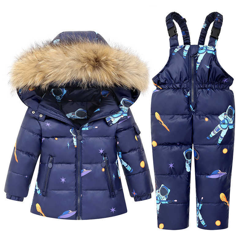 New Winter Children Clothing Set Snow wear Duck Down Jacket Baby Boys toddler Girls clothes kids parka real Fur Hood Coat Russia H0909 - view 3