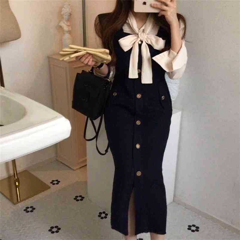 Spring Autumn 2 Piece Set Women Elegant Bowknot Chiffon Long Sleeve Shirt Top+Single-Breasted Tweed Vest Midi Dress Suit Female 210519, Photo color
Spring Autumn 2 Piece Set Women Elegant Bowknot Chiffon Long Sleeve Shirt Top+Single-Breasted Tweed Vest Midi Dress Suit Female 210519, Photo color