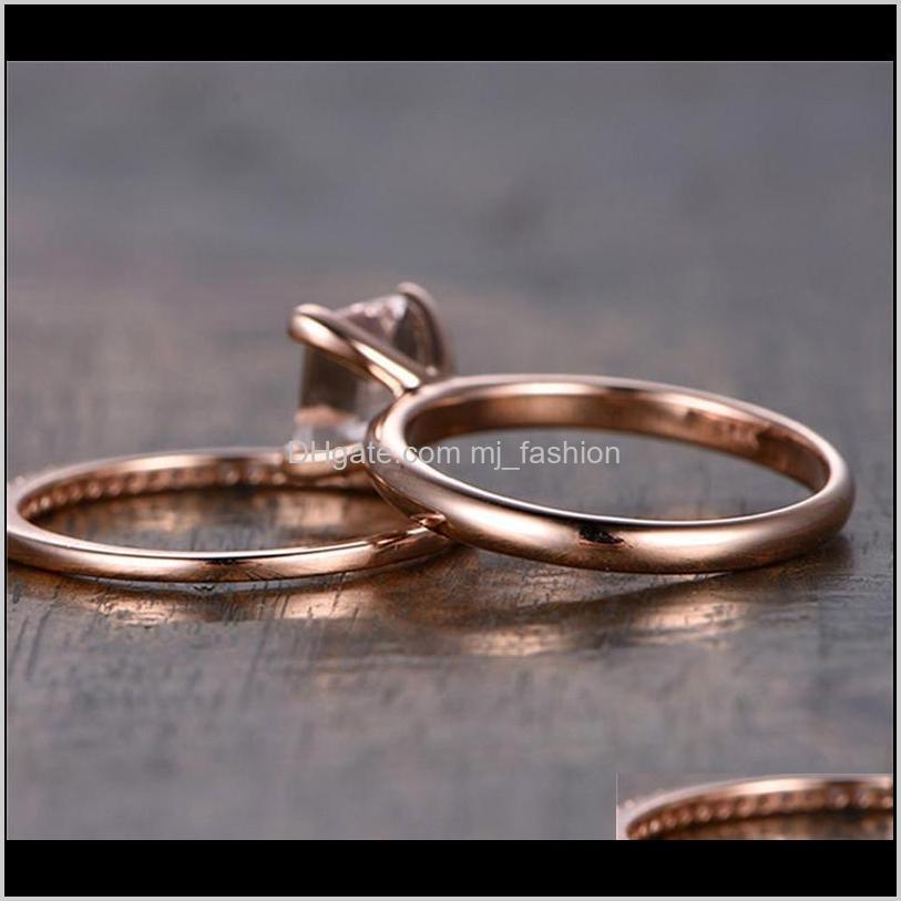 Drop Delivery 2021 Choucong Princess Cut Ring Set Rose Gold Wedding Band Rings For Women Finger Jewelry Gift Lx0115 Adbgt