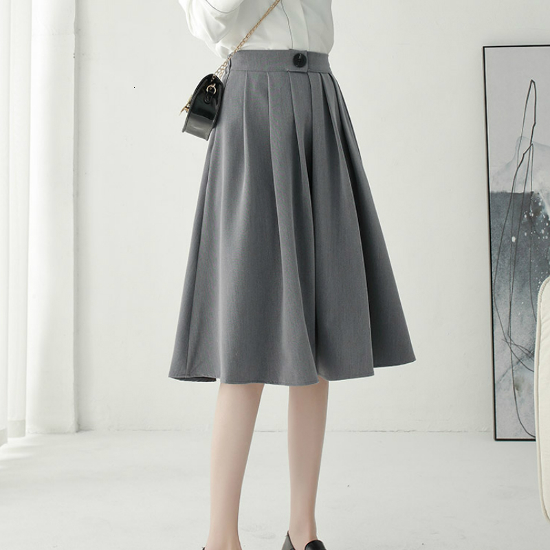 skirts Japanese Style High-waisted Preppy Midi Pleated Skirt Vintage Solid Black/Gray Button Zipper A-line Knee Length Skirts
skirts Japanese Style High-waisted Preppy Midi Pleated Skirt Vintage Solid Black/Gray Button Zipper A-line Knee Length Skirts