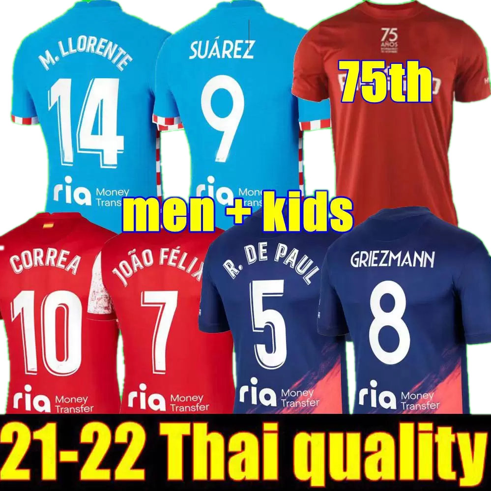 SUAREZ soccer jerseys 21 22 JOAO FELIX 2021 2022 M. LLORENTE KOKE Correa camiseta football shirts uniforms men kids kit GRIEZMANN R. DE PAUL Cunha CARRASCO, 20 21 home fans
SUAREZ soccer jerseys 21 22 JOAO FELIX 2021 2022 M. LLORENTE KOKE Correa camiseta football shirts uniforms men kids kit GRIEZMANN R. DE PAUL Cunha CARRASCO, 20 21 home fans