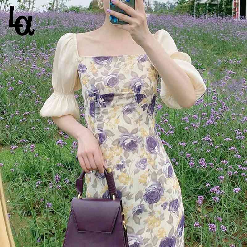 Square Collar Floral Dress Women Puff Sleeve Vingate Elegant Party Sweet Office Lady Summer 210519, As picture
Square Collar Floral Dress Women Puff Sleeve Vingate Elegant Party Sweet Office Lady Summer 210519, As picture