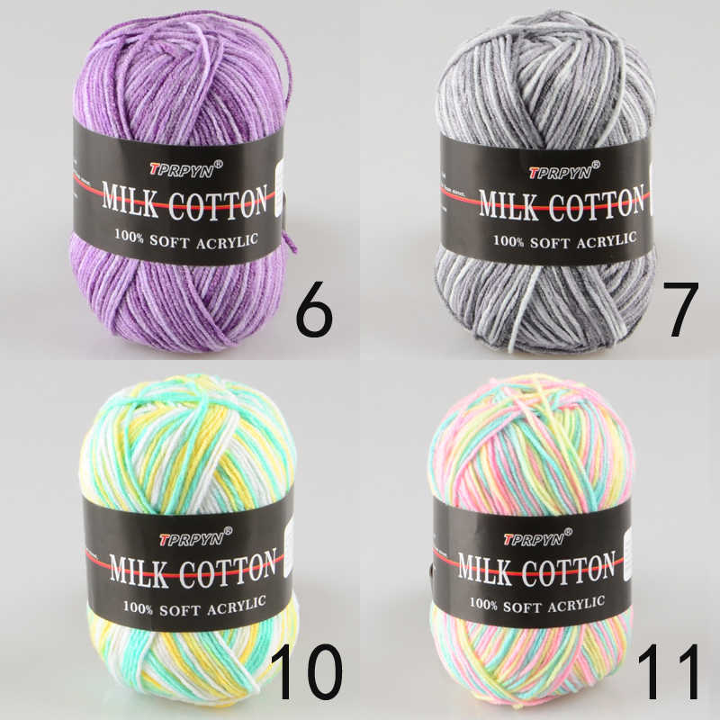 TPRPYN 10Pcs=500g ColorFul 3ply Segment Dyed milk Cotton Yarn Baby Doll Blanket Handmade Crochet Knitting Yarn 200924