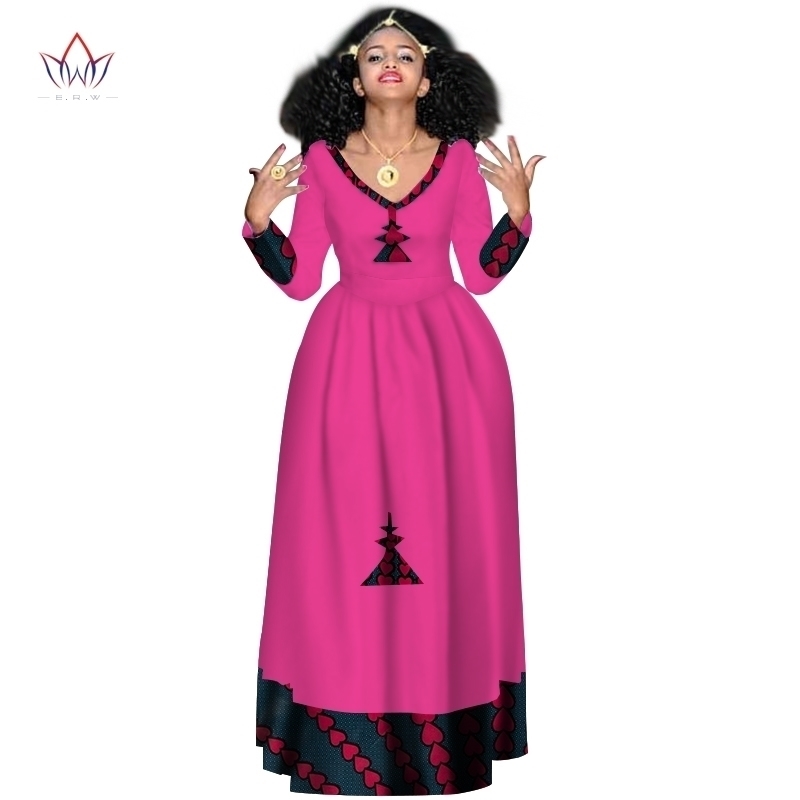 Dashiki African Prom Dresses For Women Elegant Africa Style Full Sleeve Abaya V-neck Ethiopia Long evening Clothing WY2998 210408