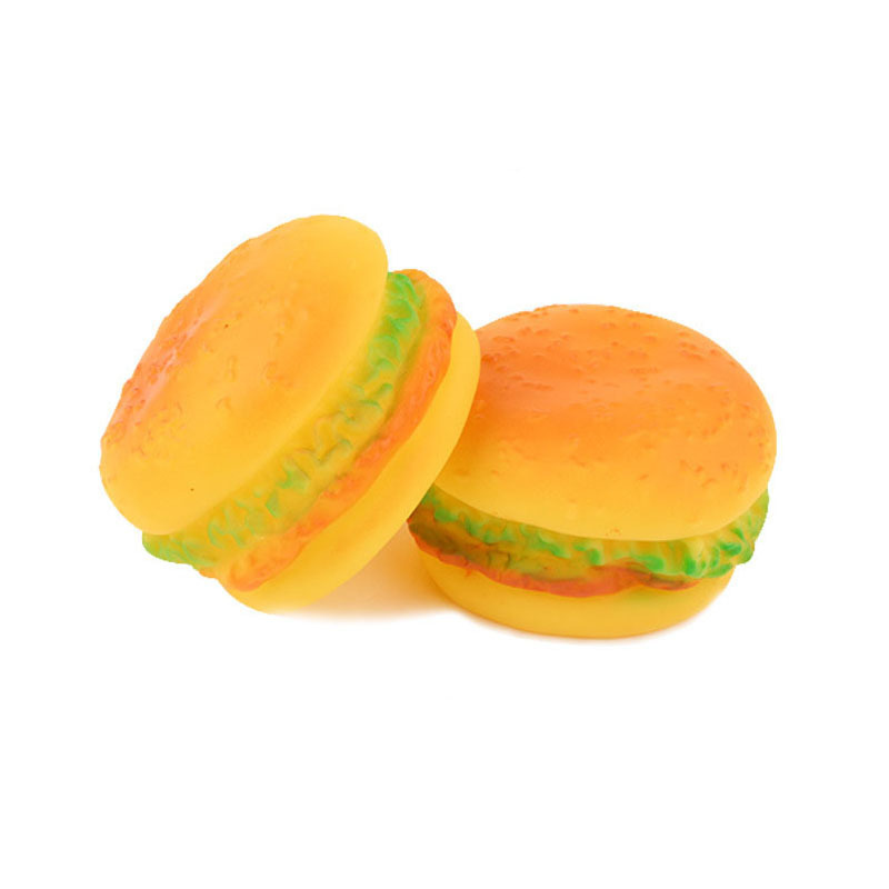 Interactive Dog Toys For Small Vinyl Glue Hamburger Squeak Puppy Diameter 8.5cm Chew Bite Resistant