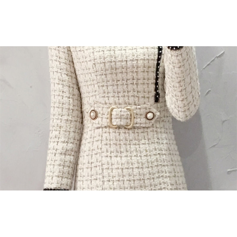 Comelsexy Tweed Dress Women Spring Vintage Wool Plaid Dresses Female Elegant Woolen Dress Ladies Office Vestidos 210515