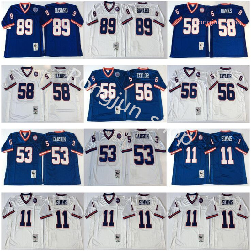 NCAA Football 56 Lawrence Taylor 89 Mark Bavaro 11 Phil Simms Jersey 53 Harry Carson 58 Carl Banks Men Vintage Blue White Top Quality, Black;red
NCAA Football 56 Lawrence Taylor 89 Mark Bavaro 11 Phil Simms Jersey 53 Harry Carson 58 Carl Banks Men Vintage Blue White Top Quality, Black;red