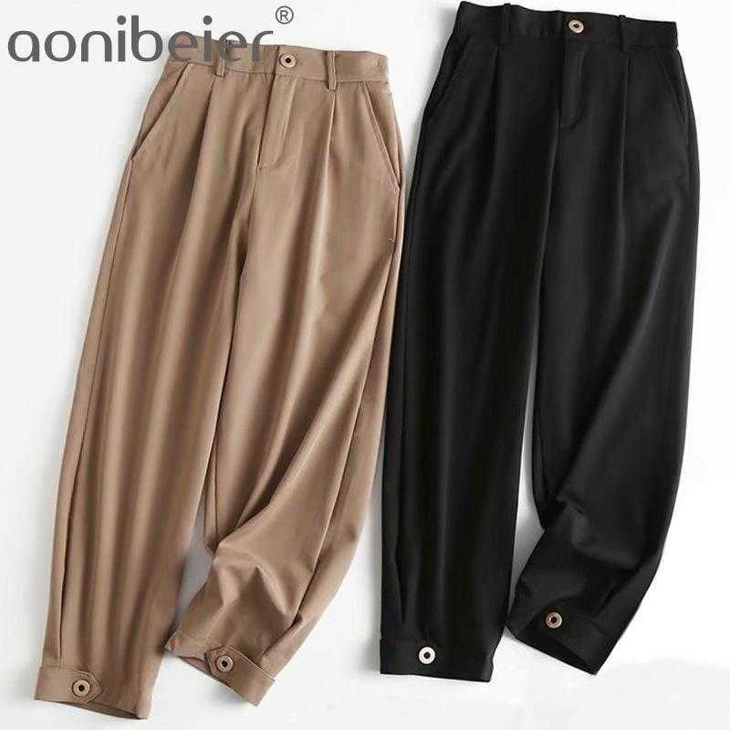 Button Detail OL Office Lady Suit Pants Summer Elastic Back Women Casual Ankle Length Female Trousers 210604 
Button Detail OL Office Lady Suit Pants Summer Elastic Back Women Casual Ankle Length Female Trousers 210604