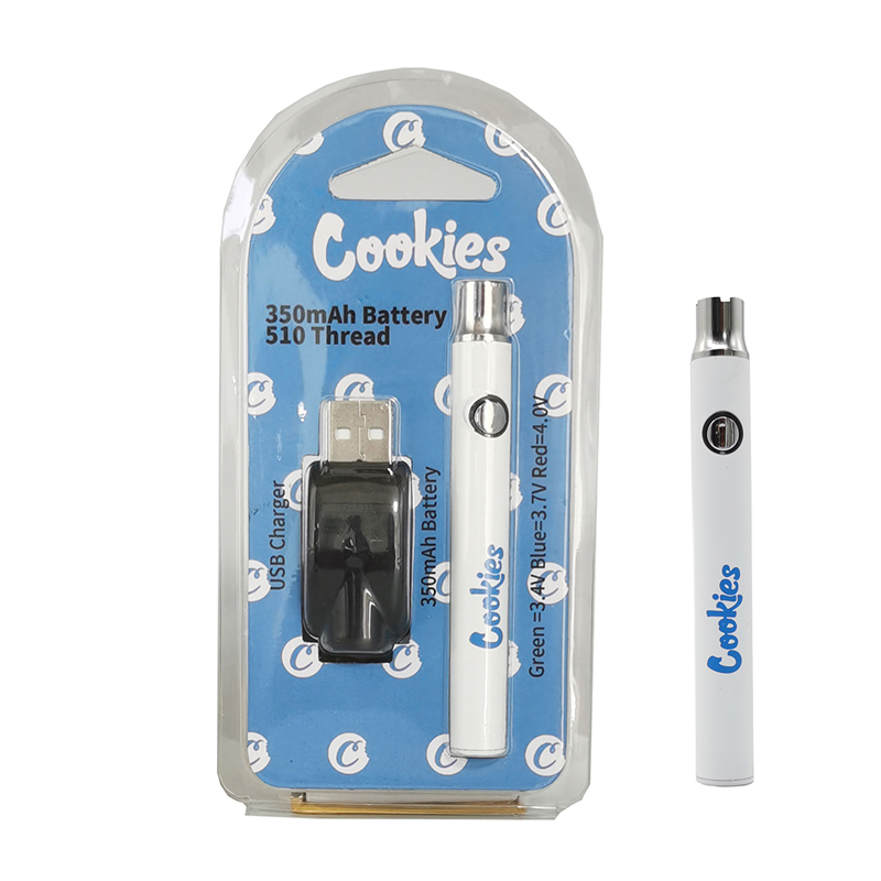 Cookies Vape Battery 510 Thread Vapes Pen Batteries Rechargeable E-Cigarettes Starter Kits 350mAh Adjustable Voltage Vaporizer Pens USB Chargers
Cookies Vape Battery 510 Thread Vapes Pen Batteries Rechargeable E-Cigarettes Starter Kits 350mAh Adjustable Voltage Vaporizer Pens USB Chargers