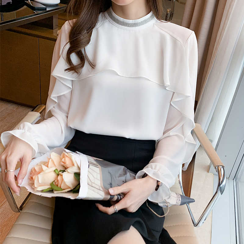 Korean Women Blouses Shirts Chiffon Blouse for Woman Ruffles Long Sleeve White Shirt Casual Ladies Tops Plus Size 210604, Apricot
Korean Women Blouses Shirts Chiffon Blouse for Woman Ruffles Long Sleeve White Shirt Casual Ladies Tops Plus Size 210604, Apricot
