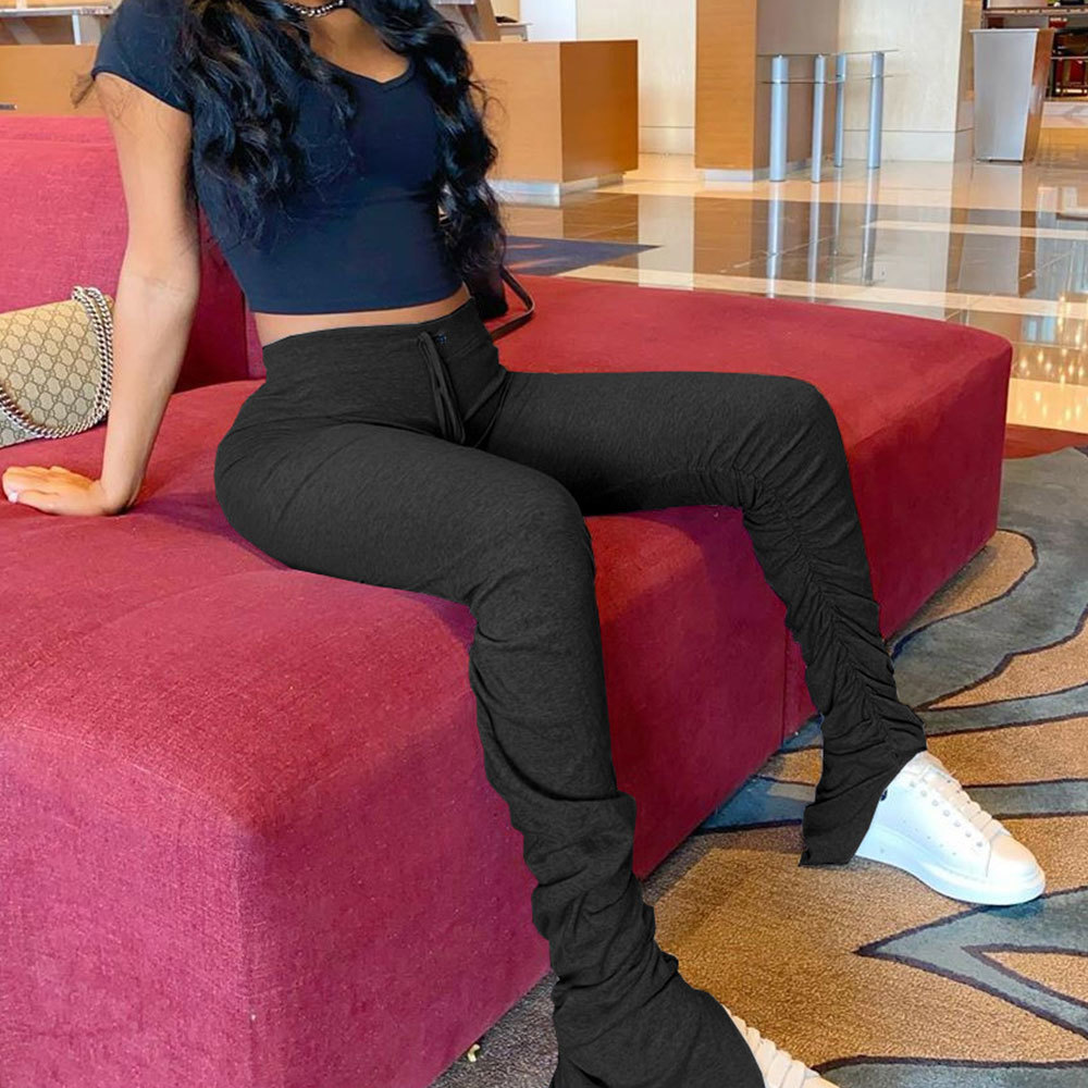 Fashion Sweatpants Women Flare Pants High Waist Elastic Joggers Split Bell Bottom Trousers Female 210428