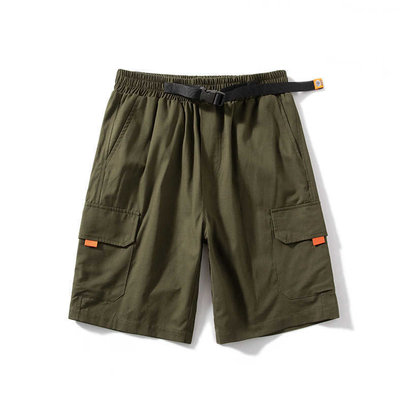Summer Men's Orange Pocket Cargo Shorts Men Baggy Cotton Linen Breathable Mens Jogger Shorts Beach Short Belt Pants Men 8XL 210603