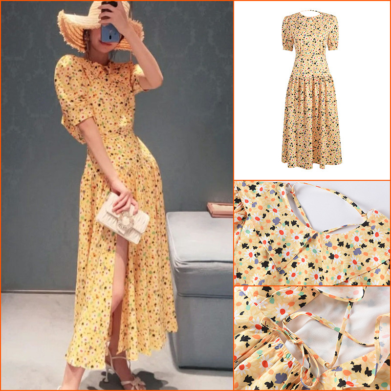 Women Dress Puff Sleeve Vintage Flower Girl Dresses Short Sexy Long Bohemian Beach For Woman 210513