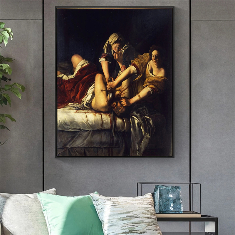 Judith Beheading Holofernes (Artemisia Gentileschi Gloss) Canvas Poster Decoration Painting