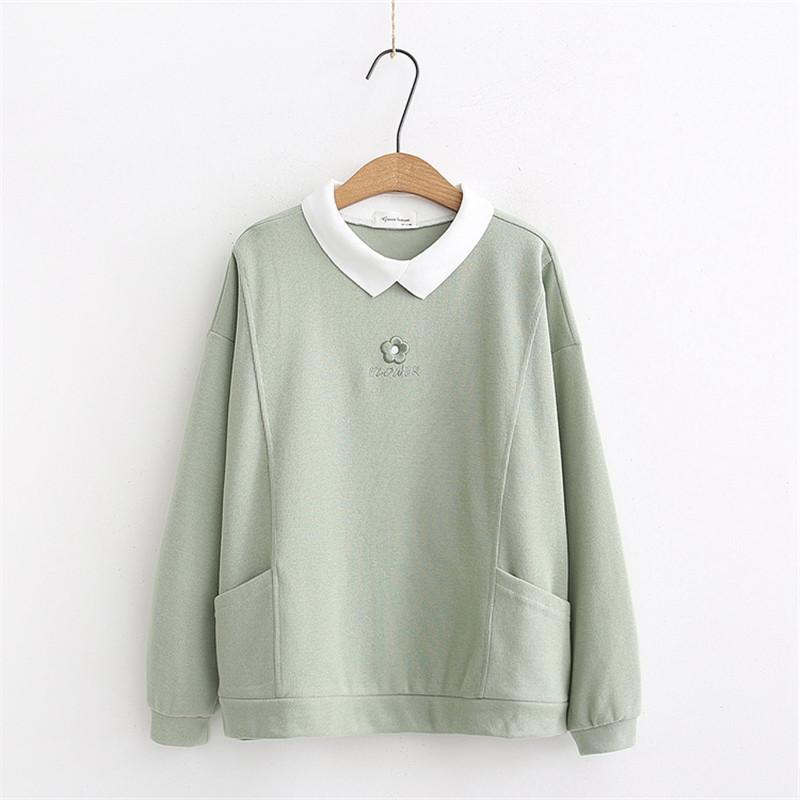 Women's Hoodies & Sweatshirts Mori Girl Spring Fake Two-piece Lapel Womens Long Sleeve Flower Loose Hooded Sweatshirt Casual Pullover Shirts, Green
Women's Hoodies & Sweatshirts Mori Girl Spring Fake Two-piece Lapel Womens Long Sleeve Flower Loose Hooded Sweatshirt Casual Pullover Shirts, Green