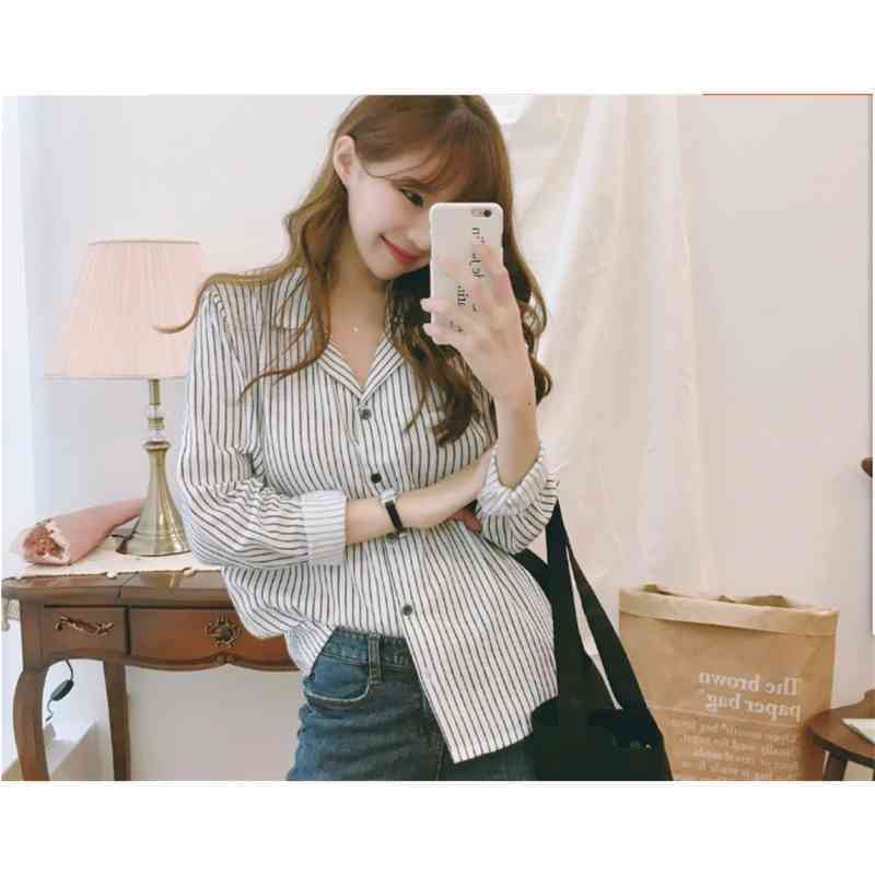 fall arrival women blouse fashion shirt long sleeve stripped office lady tops 210506