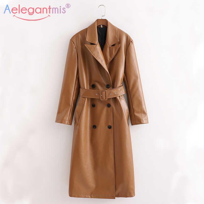 Aelegantmis Korea Casual Long Faux Leather Jacket Women Sashes Loose Vintage Pu Trench Coat Female Windbreake Outwear Streetwear 210607, Khaki
Aelegantmis Korea Casual Long Faux Leather Jacket Women Sashes Loose Vintage Pu Trench Coat Female Windbreake Outwear Streetwear 210607, Khaki