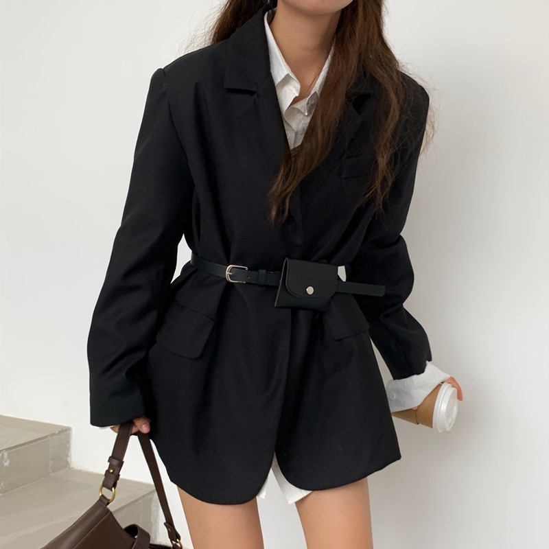 Korea Chic Loose Light Green Women Autumn Female Jacket Full Sleeve Outwear Blaser Femme Mujer Chaqueta With Bag 210520