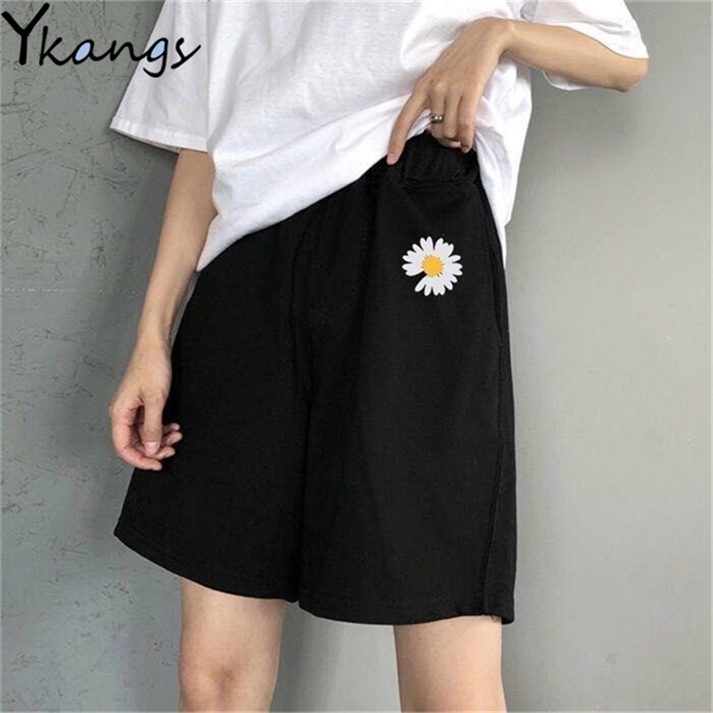 High Waist Summer Running Shorts Women Artoon Loose Vintage Harajuku Biker Casual Feminino Sport Baggy Short 210714