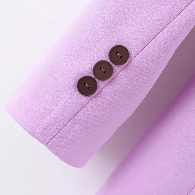 Women Double Breasted Solid Blazer Long Sleeve Shawl Collar Office Wear Blazers Pockets Purple Color Jacket Outerwaer 210414