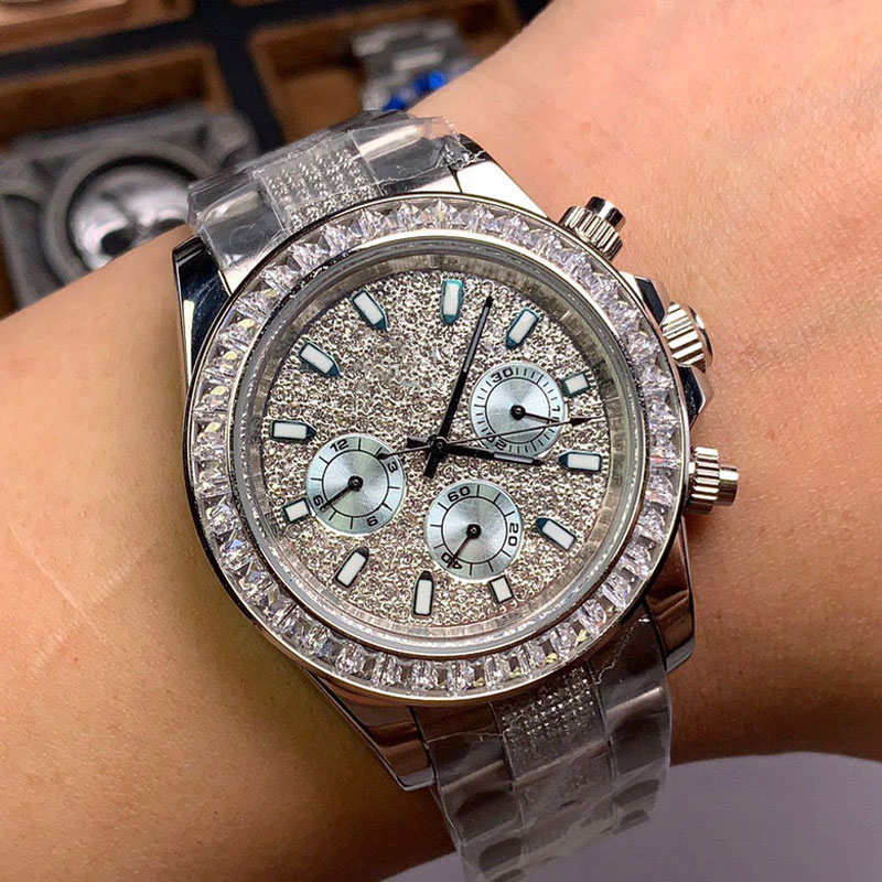 Fashion Mens Watches Fully Automatic Mechanical Watch 43mm Stainless Steel Strap Sapphire Rainbow Diamond Ring Waterproof Design Montre De Luxe, Customize
Fashion Mens Watches Fully Automatic Mechanical Watch 43mm Stainless Steel Strap Sapphire Rainbow Diamond Ring Waterproof Design Montre De Luxe, Customize