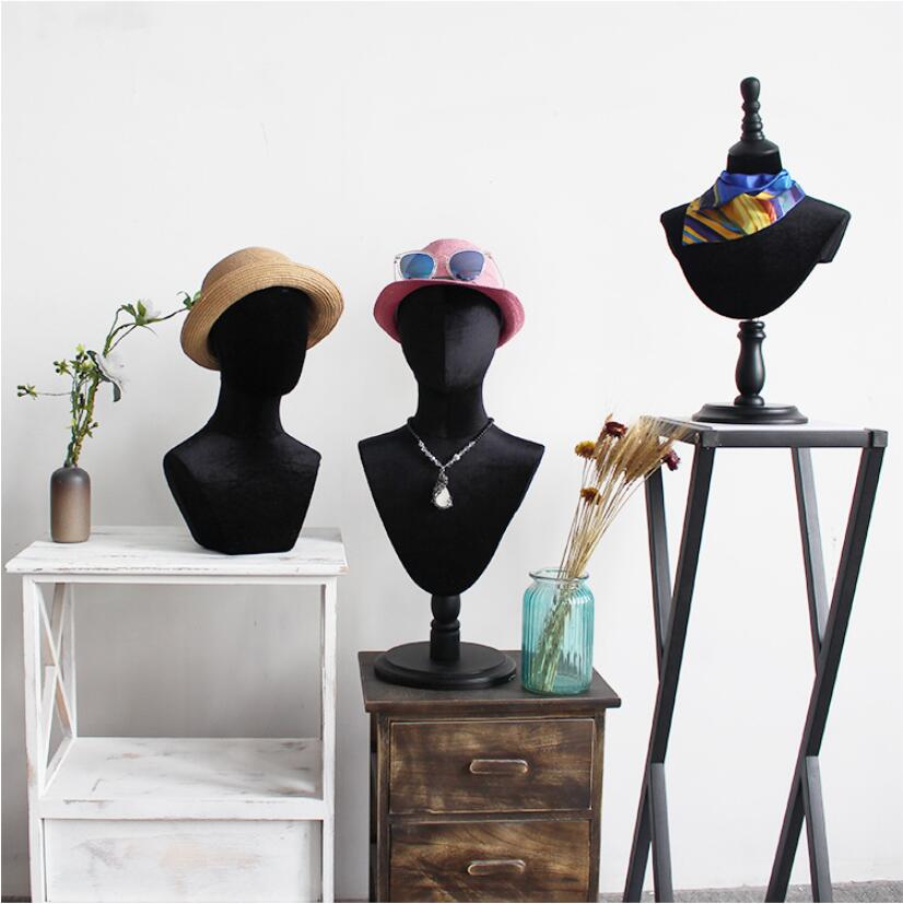 Black velvet bag cloth head model props Commercial Furniture shirt models hat Necklace scarves glasses display frame window row dummy