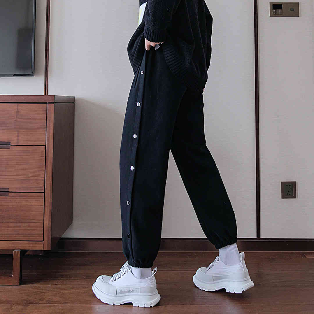 IEFB / men's clothing slit-breasted pants men's casual pants loose autumn fashion all-match workwear leggings trousers Y4141 210524