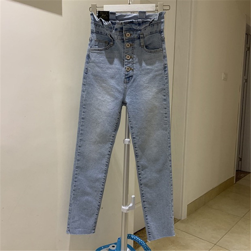 Vintage High Waist Slim Pencil Pants Women OL Skinny Denim Arrival Autumn Spring Jeans Trousers Femme 210421