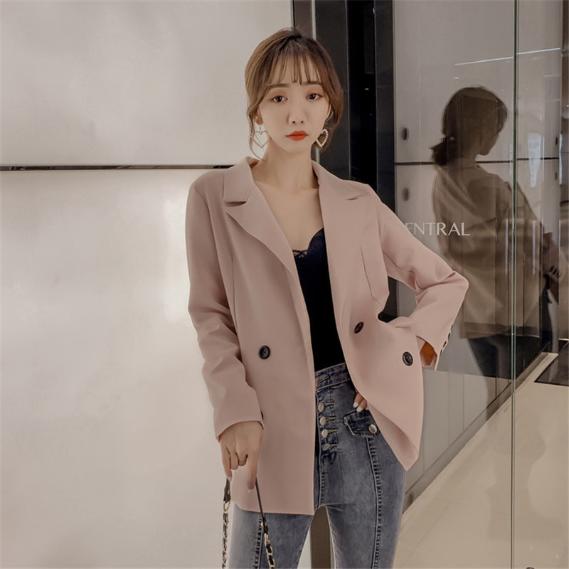 Retro Women OL Loose All Match Fashion Solid Brief Formal Office Lady Casual Large Size Elegant Chic Blazers 210421