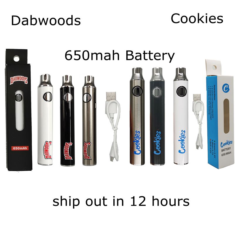 Dabwoods Battery 650mAh Vape pen Adjustable Variable Voltage Cookies 510 Thread Batteries Preheat Retail Packaging with USB Charger Allow Customize
Dabwoods Battery 650mAh Vape pen Adjustable Variable Voltage Cookies 510 Thread Batteries Preheat Retail Packaging with USB Charger Allow Customize