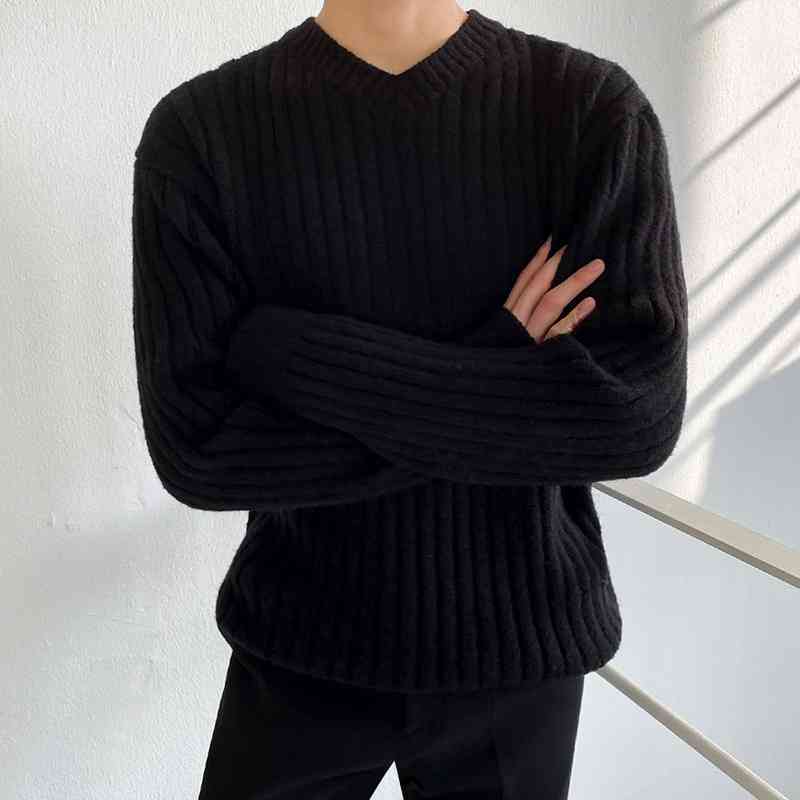 IEFB Autumn And Winter Thickened V-Neck Sweater Men's Loose Korean Fashion Men's Loose Causal Kintted Pullover Tops 9Y5896 210524