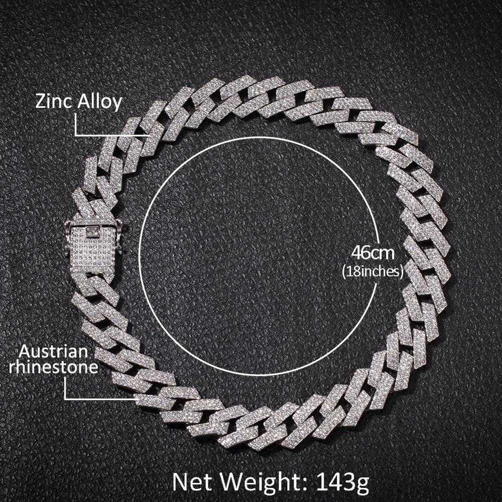 THE BLING KING 20mm Prong Cuban Link Chains Necklace Fashion Hiphop Jewelry 3 Row Rhinestones Iced Out Necklaces For Men T200113